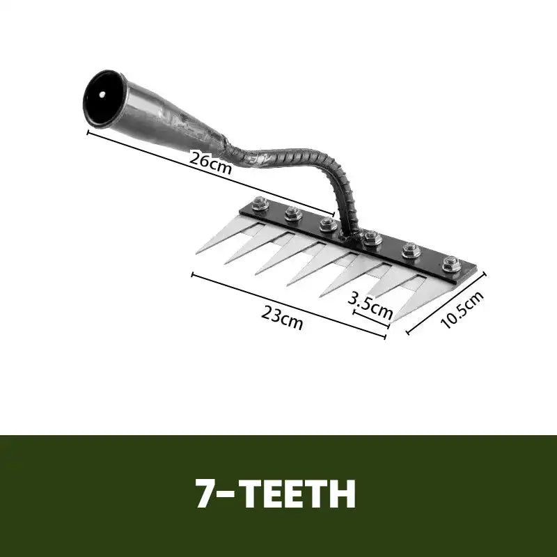 5/6/7/8 Teeth Carbon Steel Garden Weeding Rake — Multi-Tooth Soil Loosening Tool for Yard, Straw, and Agricultural Use