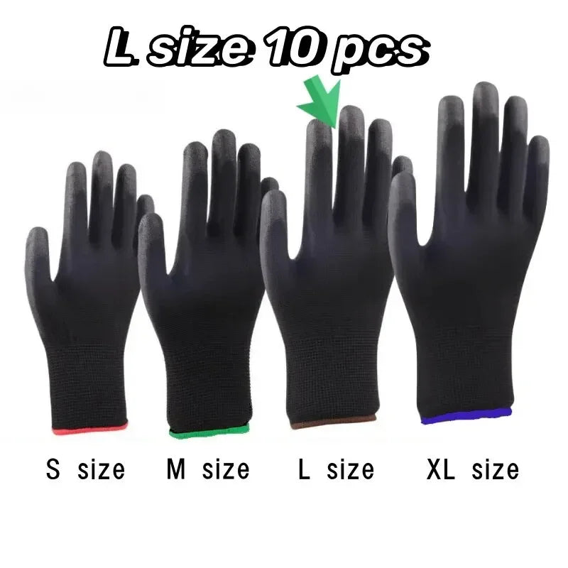 10 Pairs Durable Safety Gloves – Anti-Slip, Wear-Resistant, ESD Protection for Gardening & Woodworking