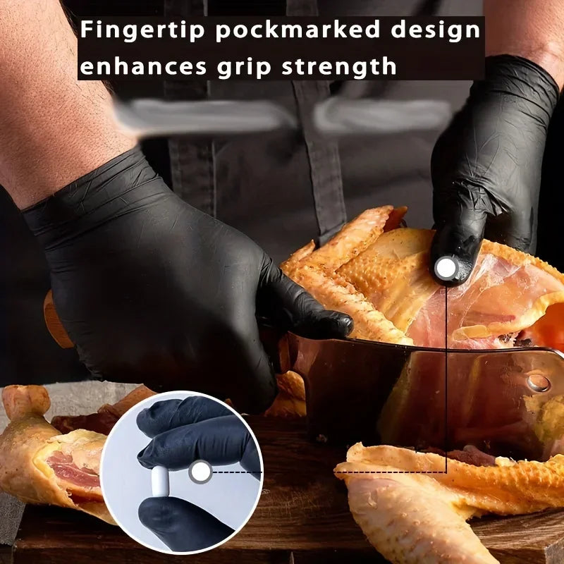 Black XL Nitrile Disposable Gloves – Powder-Free, Waterproof, Latex-Free for Cleaning, Industry & Cooking (100PCS)