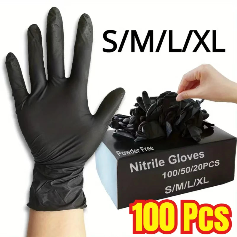Black XL Nitrile Disposable Gloves – Powder-Free, Waterproof, Latex-Free for Cleaning, Industry & Cooking (100PCS)