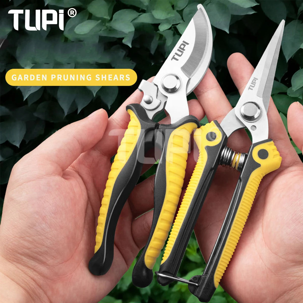 TUPI Bypass Pruning Shears – SK5 Steel Garden Clippers, Non-Slip Grip