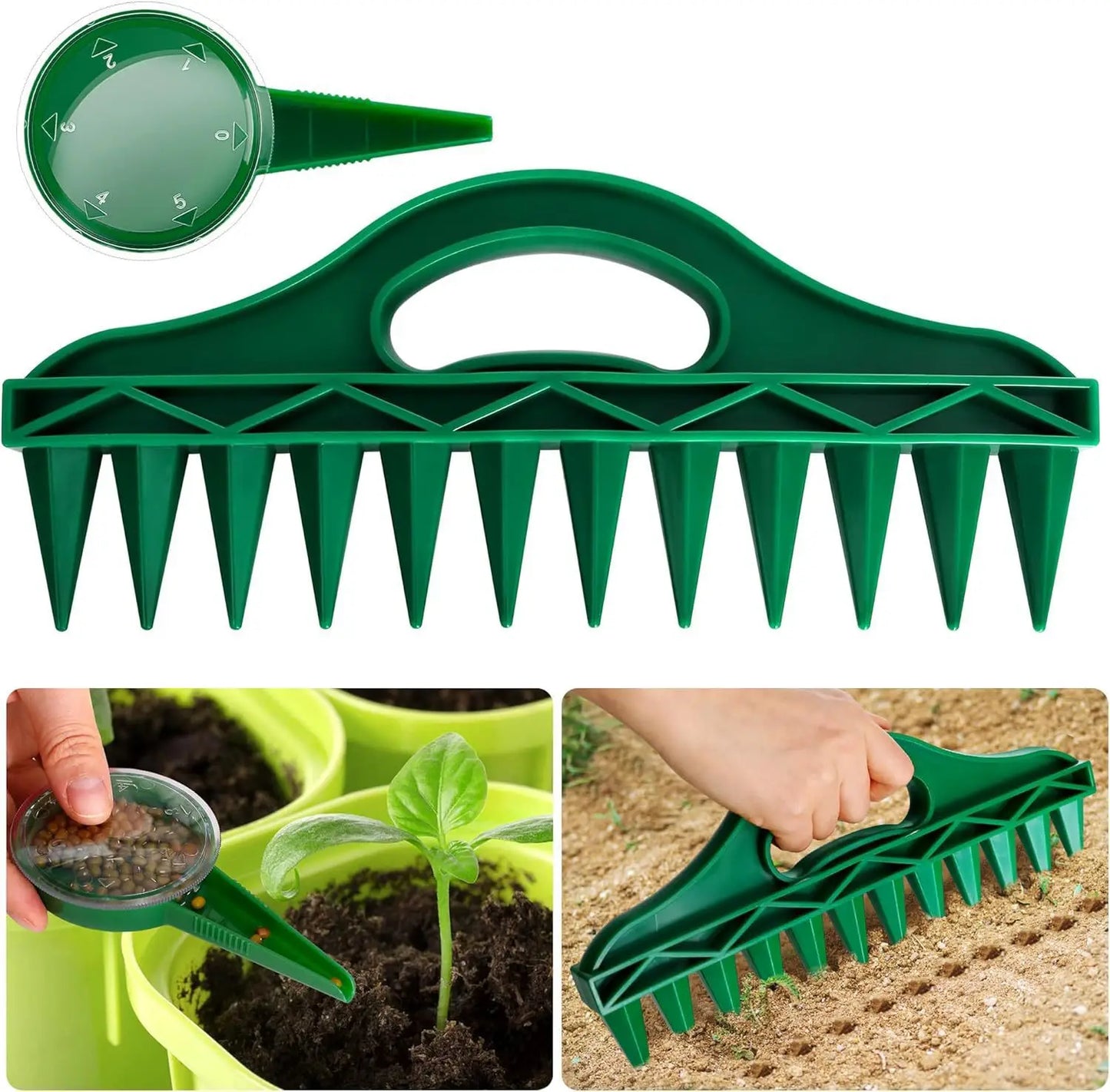 1pc Durable Plastic Hand Dibbler Garden Seeder Tool, 12-Hole Fast Seeding, Waterproof Planting Aid for Efficient Gardening