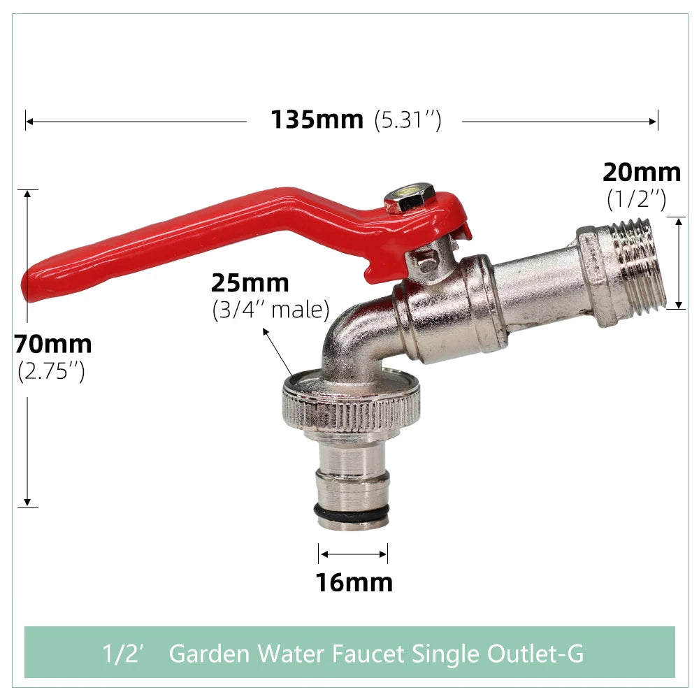 Brass Garden Water Faucet 1/2" with Lever Handle Tap Valve