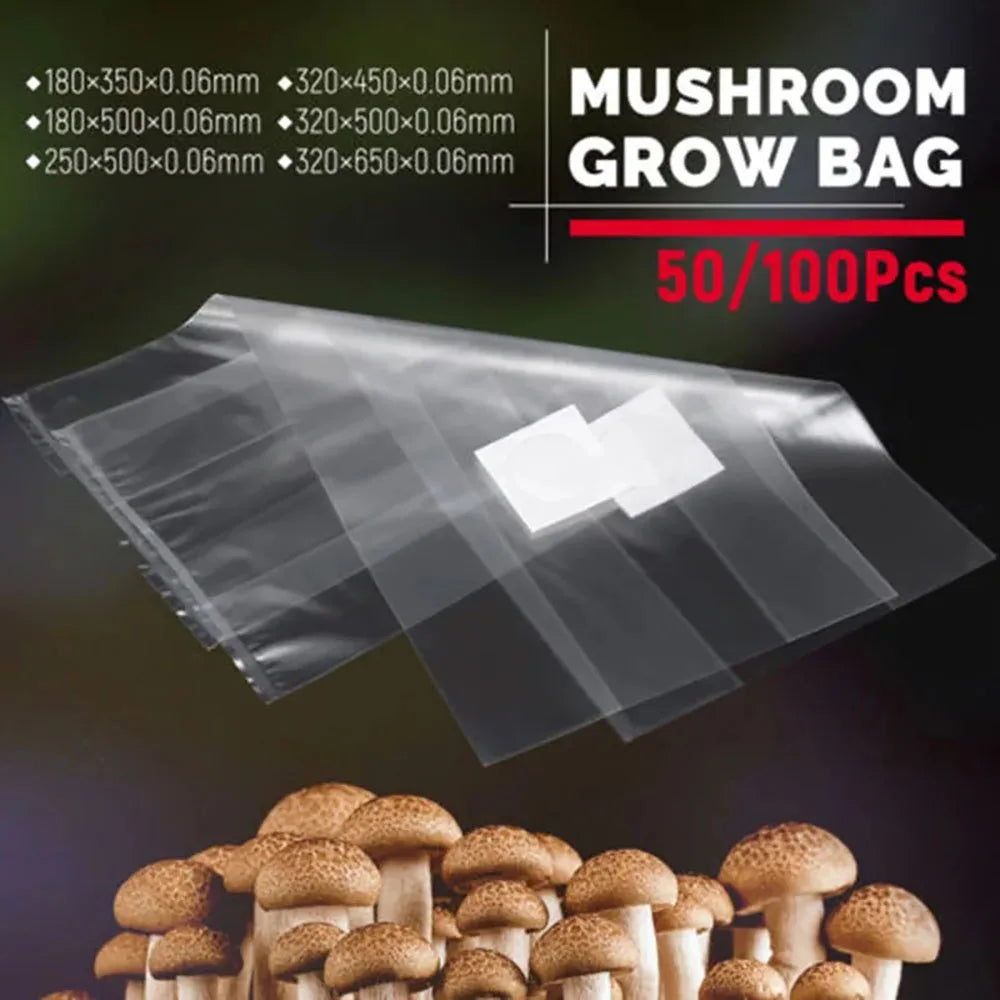 Mushroom Spawn Grow Bags – PVC High-Temp Ventilated Substrate Bags