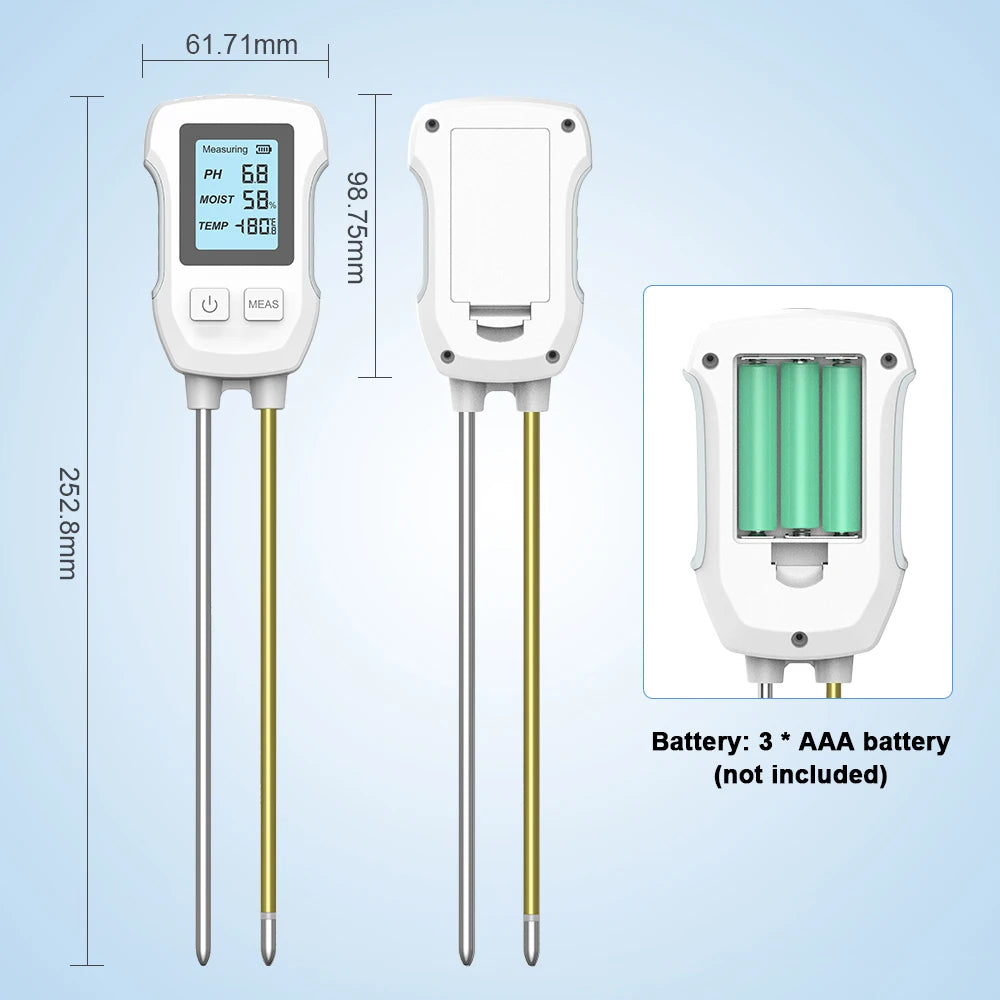 3-in-1 Digital Soil Tester – pH, Temperature & Humidity Meter