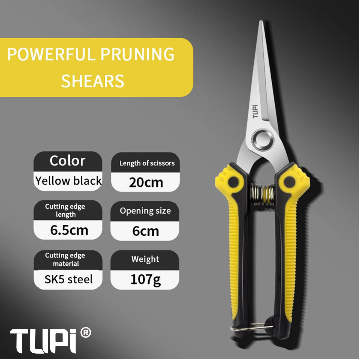 TUPI Bypass Pruning Shears – SK5 Steel Garden Clippers, Non-Slip Grip