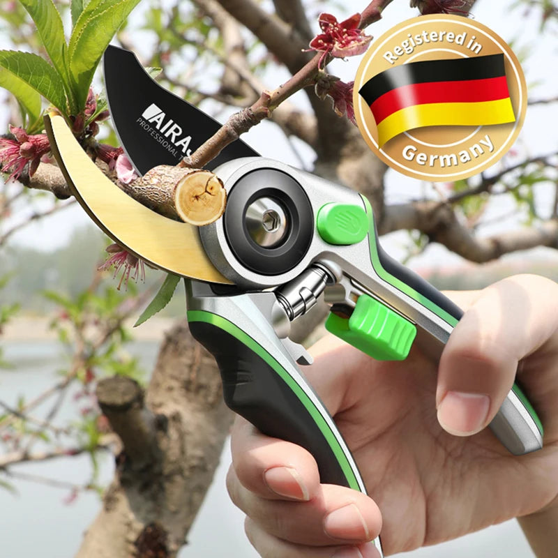 AIRAJ Bypass Pruning Shears — Durable Garden Tools with Anti-Slip Grip for Branches, Flowers & Fruit Trees (Cuts up to 35mm)