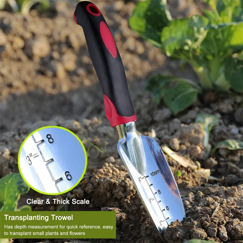 3-Piece Heavy Duty Garden Tool Set – Trowel, Rake & Transplanter
