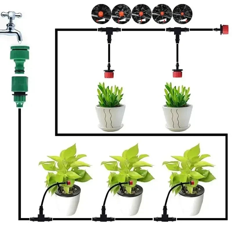 Automatic Micro Drip Irrigation Kit – Adjustable Nozzle Garden Watering System for Lawns, Patios & Greenhouses