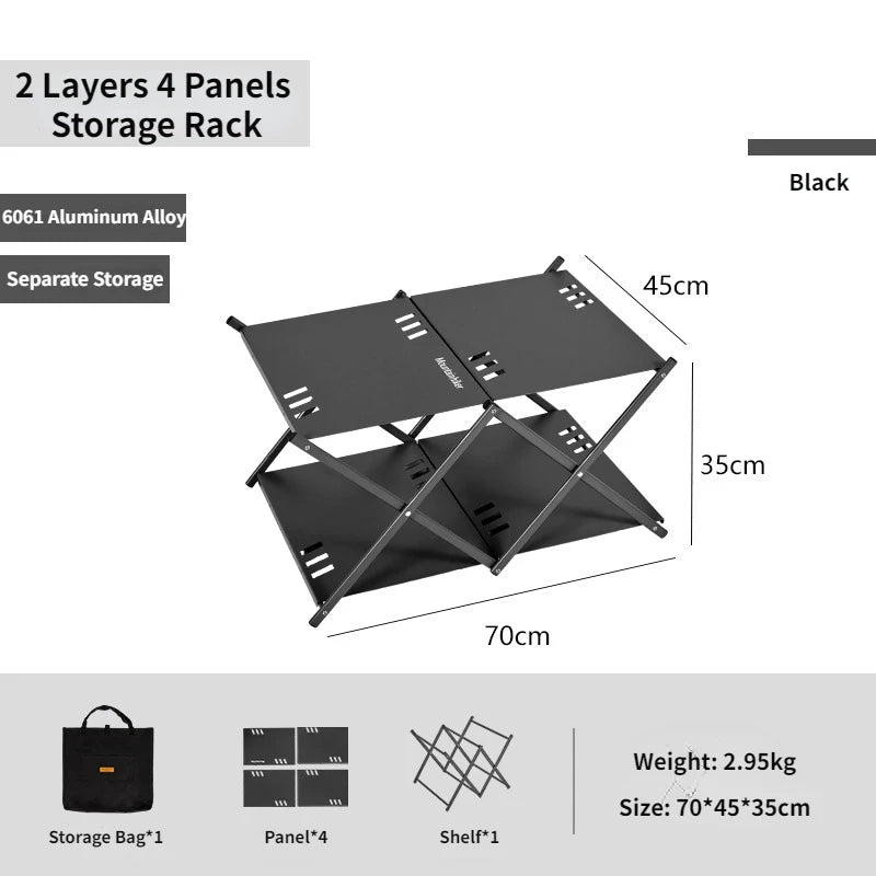 MOUNTAINHIKER Folding Three-Tier Rack – Portable Camping Storage Shelf