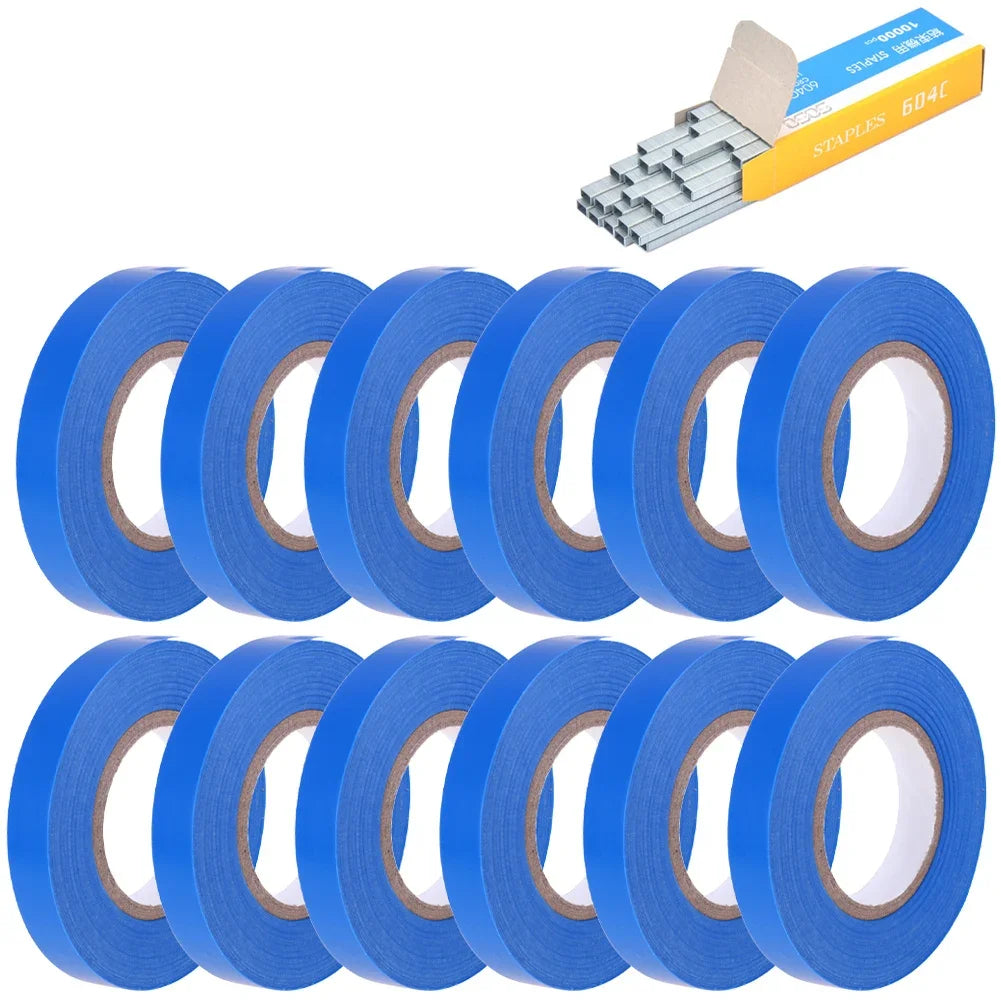 6-20pcs PVC Plant Tie Tape with Staples — Branch Tying Tape for Garden Tools & Tying Machines (Vegetables, Vines, Fruit Trees)