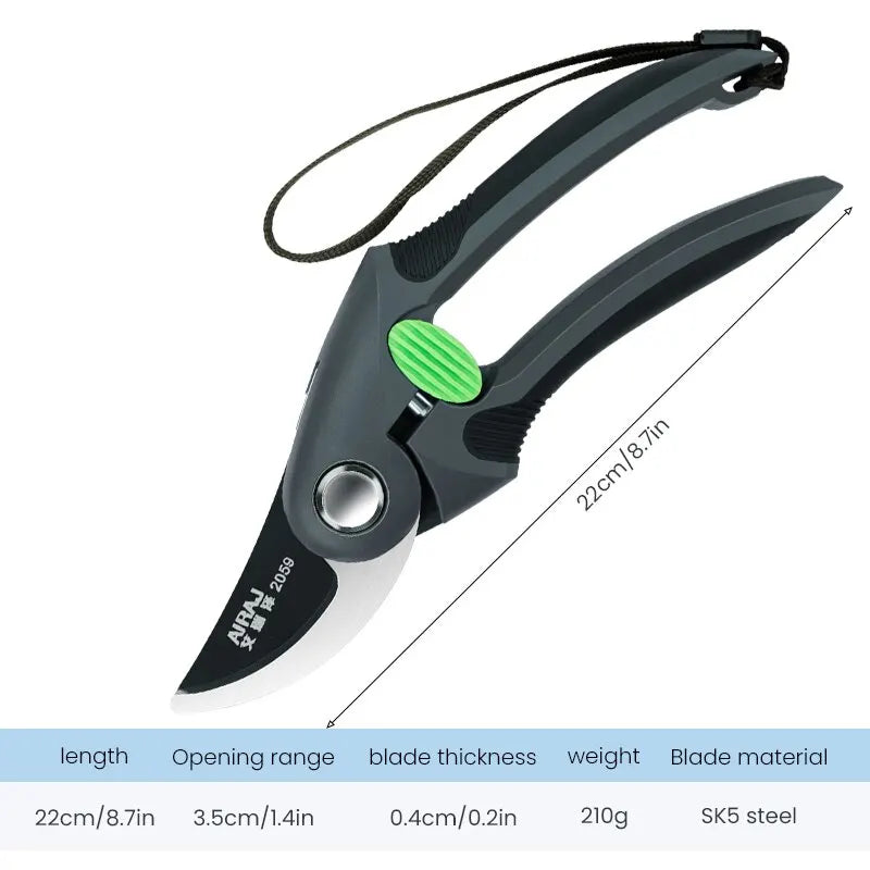 AIRAJ Bypass Pruning Shears – Sharp, Durable Garden Hand Tool