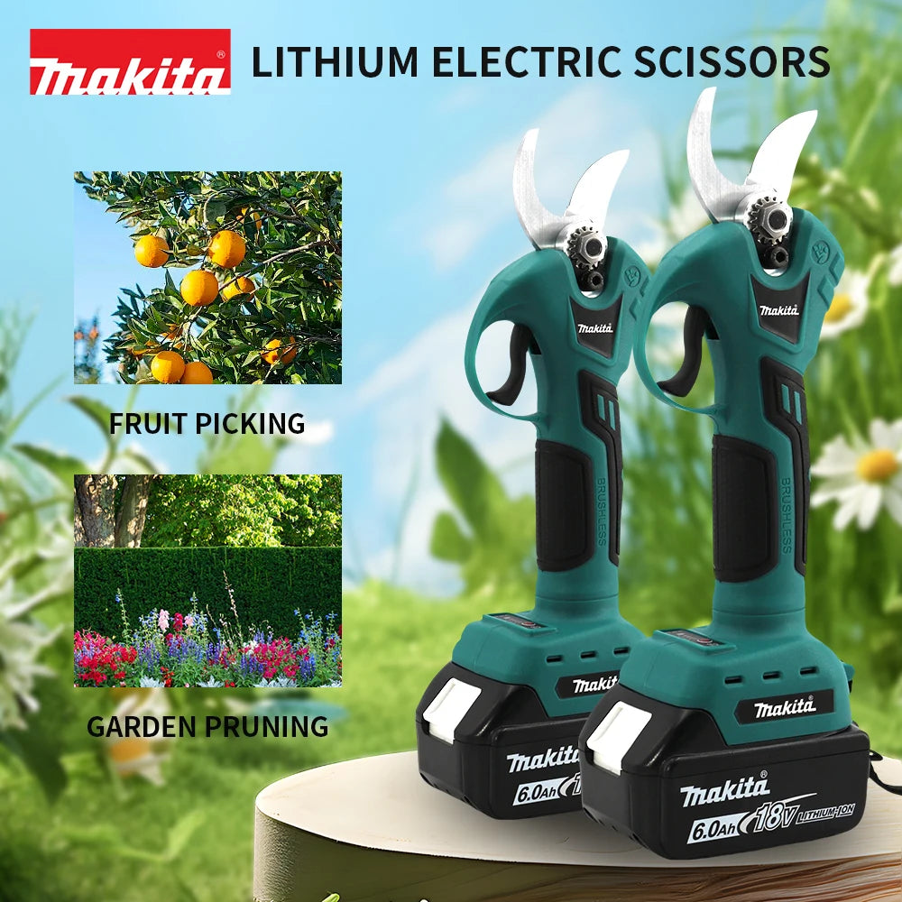Makita Cordless Brushless Electric Pruning Shears – 18V Battery, 30mm Cutting Capacity