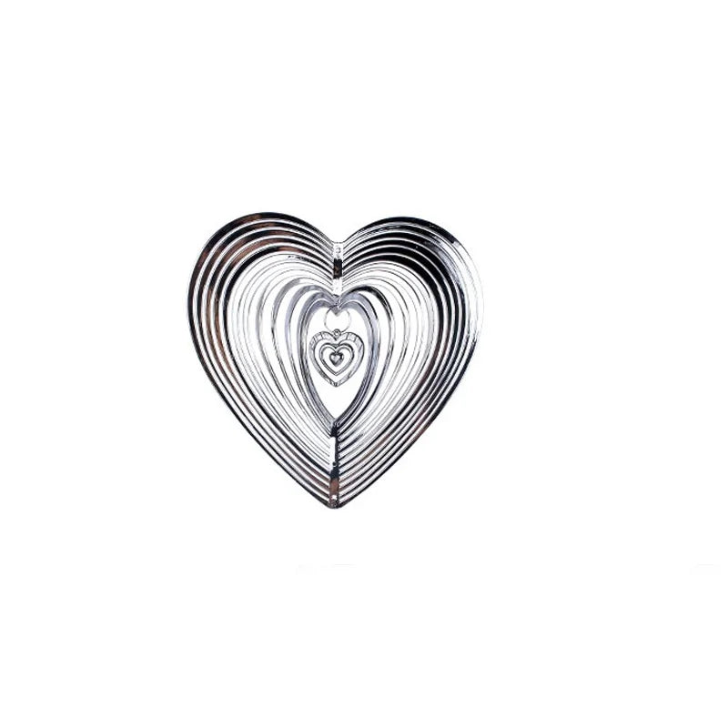 Beating Heart Rotating Metal Wind Chime — Stainless Steel & ABS Spinner for Balcony, Garden, Lawn & Outdoor Decor