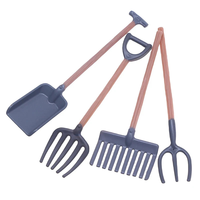 4pcs Miniature Dollhouse Garden Tools Set – 1:12 Scale Decor Props