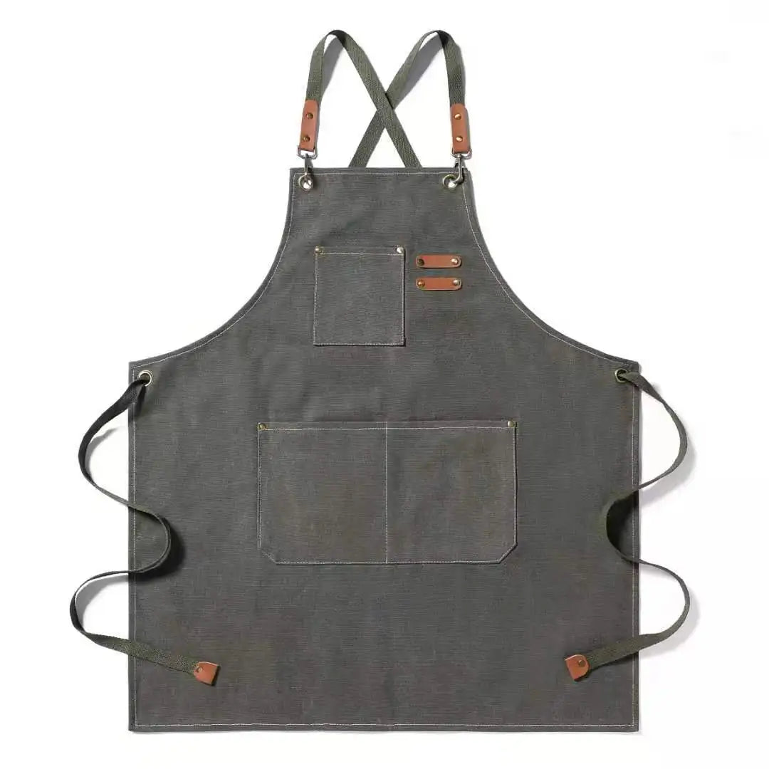 Canvas Work Apron – Waterproof Kitchen & Gardening Apron with Pockets