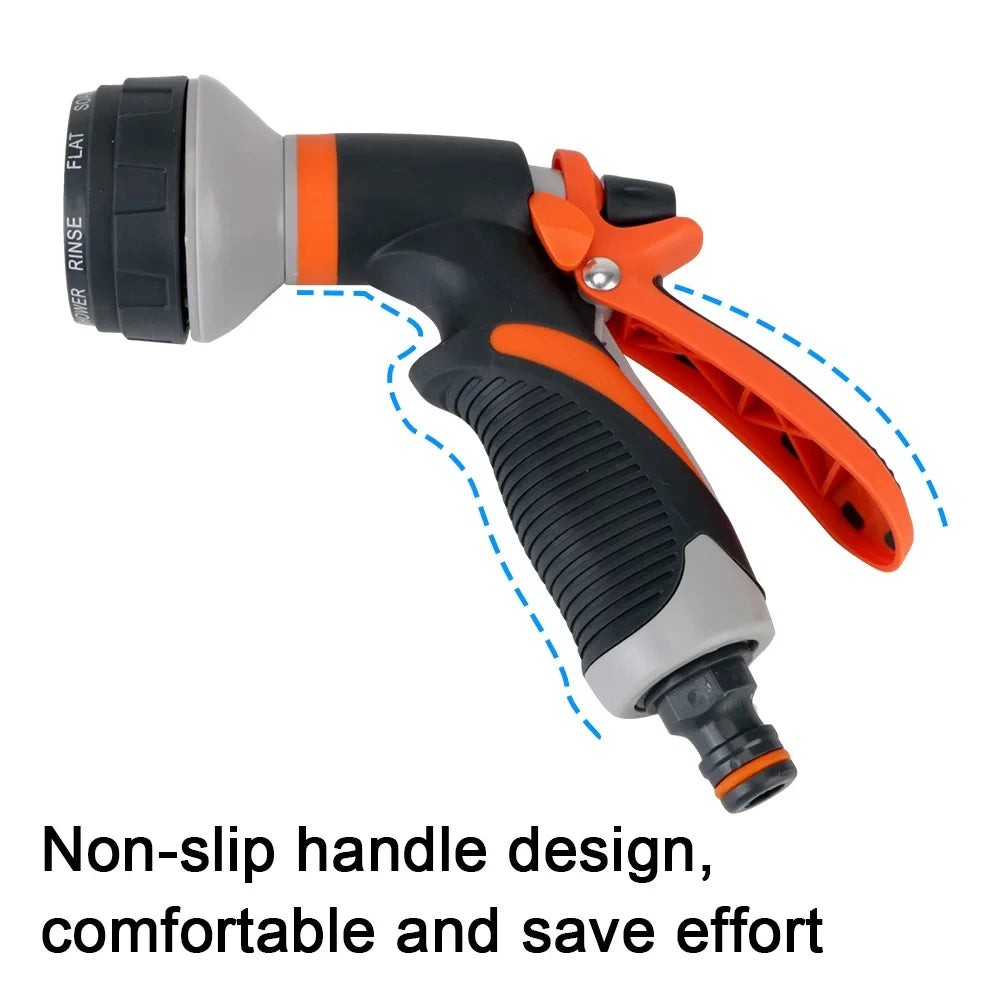 8-Mode High Pressure Garden Hose Nozzle – Multifunction Spray Gun for Lawn, Car Wash & Outdoor Cleaning