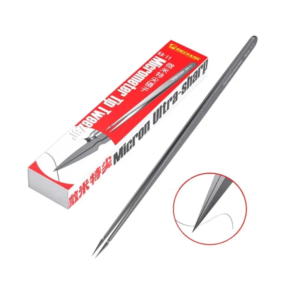 MECHANIC KA-11 Stainless Steel Precision Tweezers — Anti-Corrosion, Anti-Static, Heat-Resistant for Chip Repair & Fine Clamping