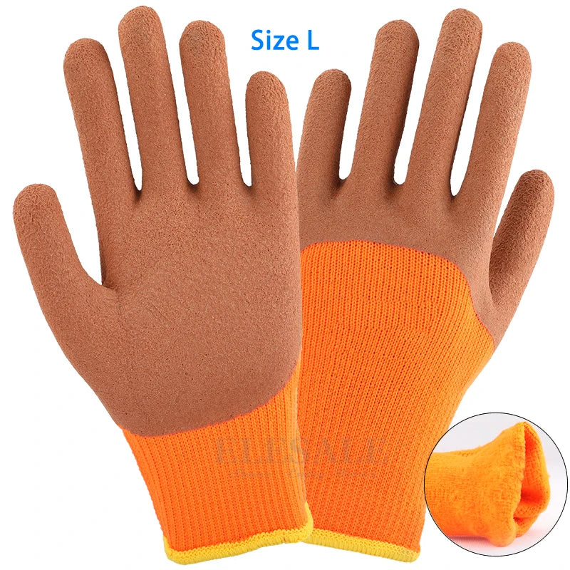 1 Pair Winter Waterproof Thermal Work Gloves – Anti-Slip Grip, Latex