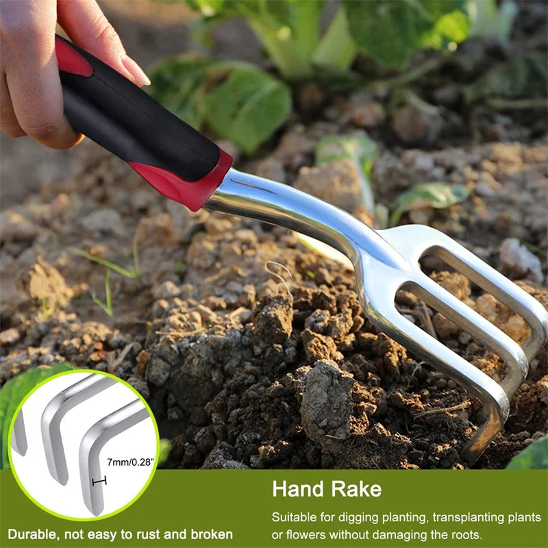 3-Piece Heavy Duty Garden Tool Set – Trowel, Rake & Transplanter