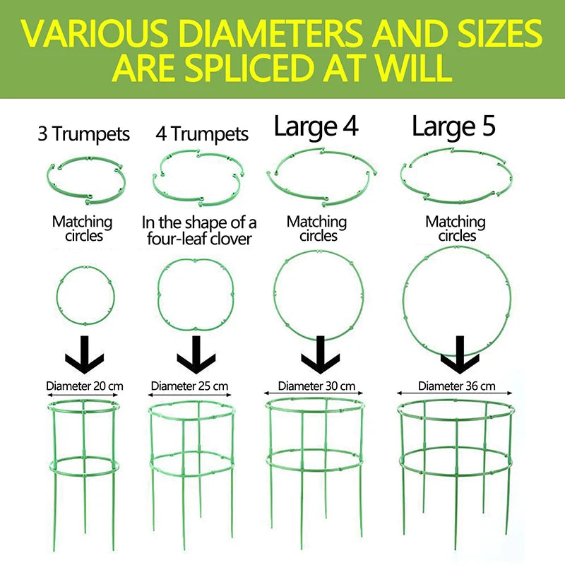Plant Support Stakes – Semicircle Trellis for Potted Vines & Flowers