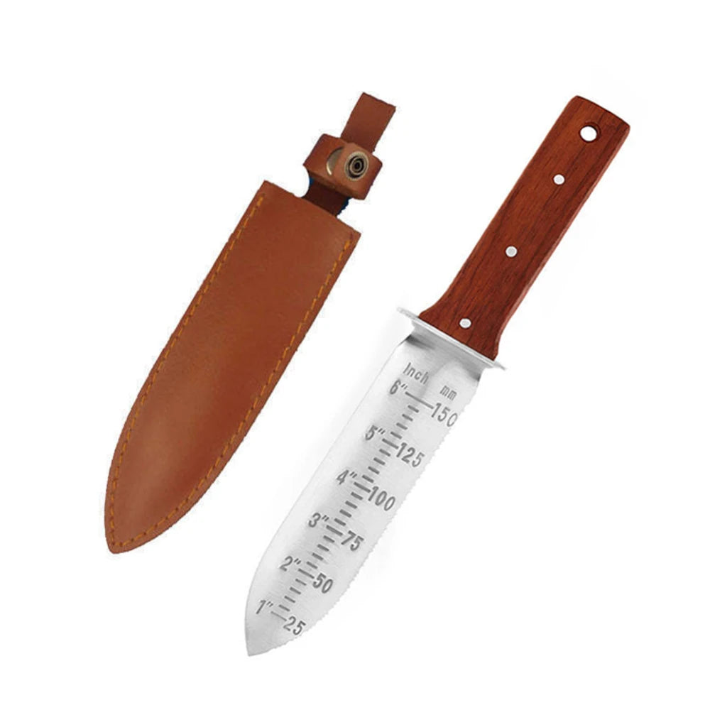 Professional Hori Garden Knife with Leather Sheath & Handguard – Multi-Use Weeding, Digging, and Cutting Tool