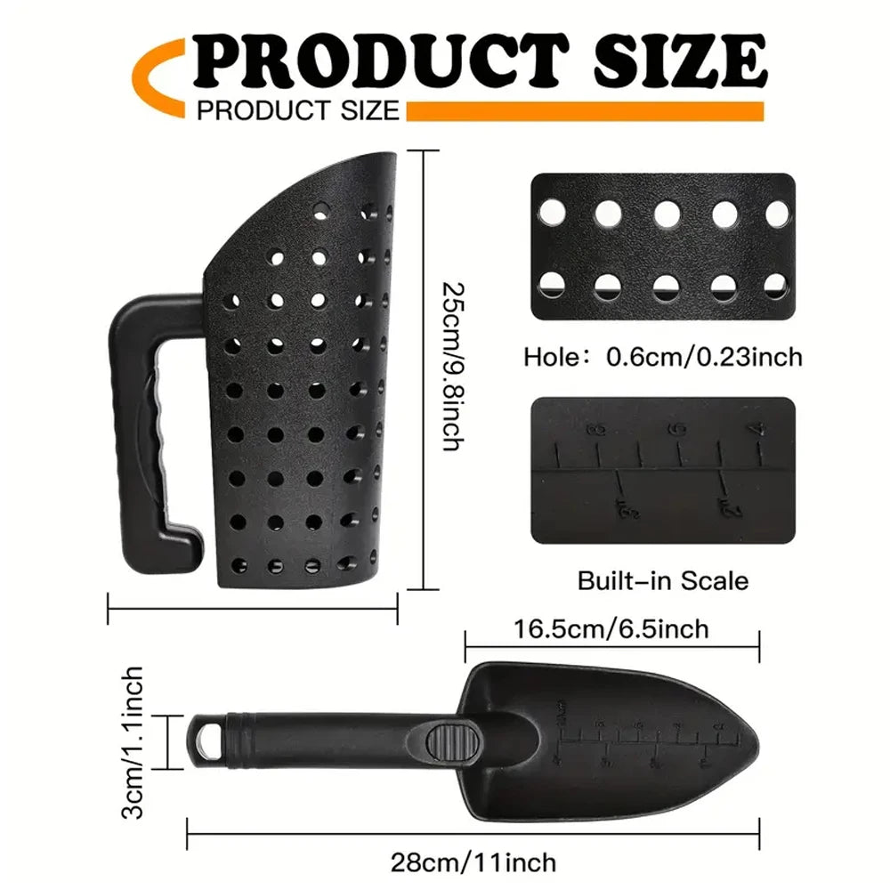 Metal Detector Sand Scoop & Shovel Set — Stainless Steel & ABS Beach Digging Tool for Treasure Hunting & Metal Detecting