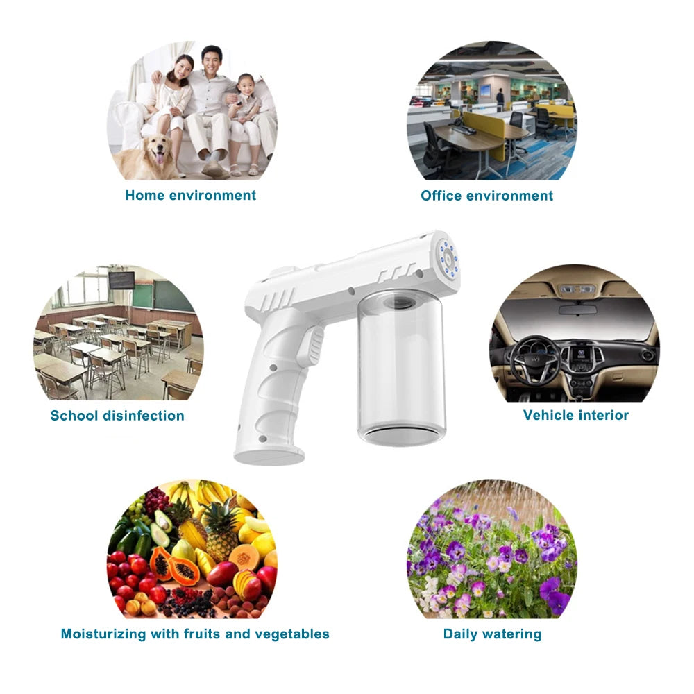 280ML Nano Blue Light Wireless Sprayer – USB Rechargeable Atomizer for Disinfection, Gardening & Hair Care