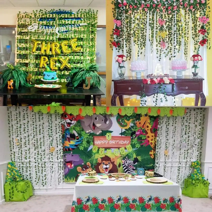 210cm Green Silk Artificial Hanging Garland – Leaf Vine for Home, Garden & Party Decoration