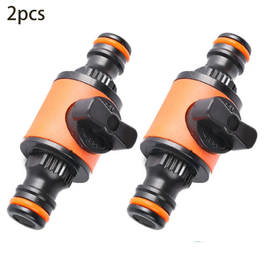 2PCS Garden Hose Shut-Off Valve Connectors – 16mm Quick Coupler In-Line Faucet Fittings for Irrigation & Water Control