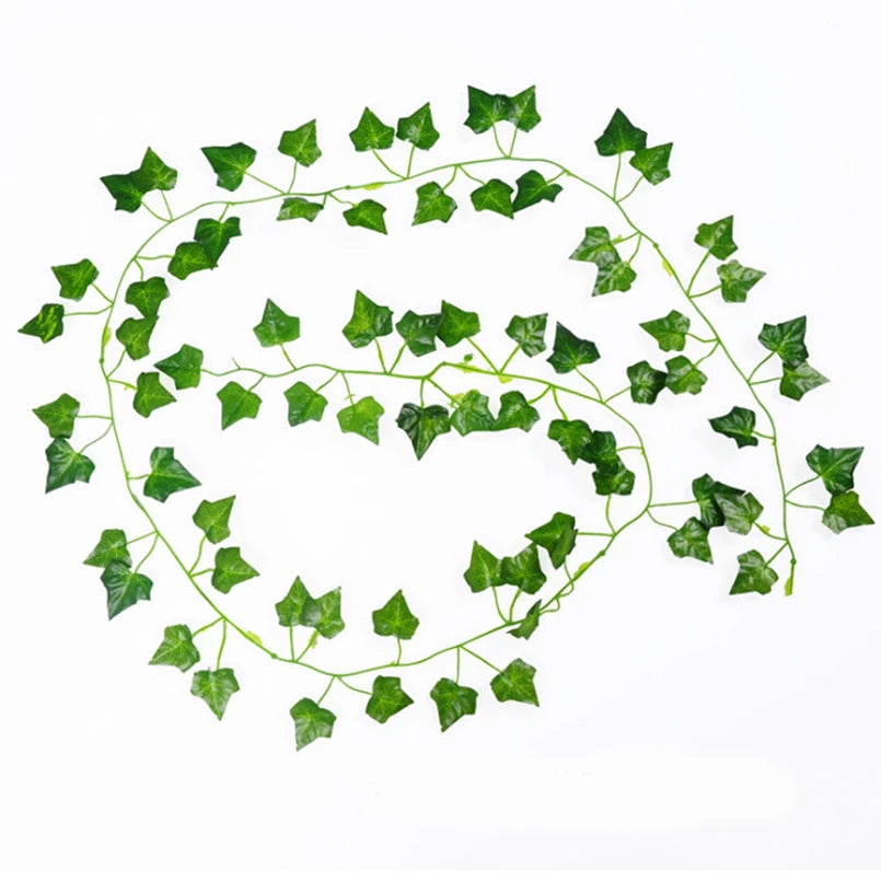 210cm Green Silk Artificial Hanging Garland – Leaf Vine for Home, Garden & Party Decoration