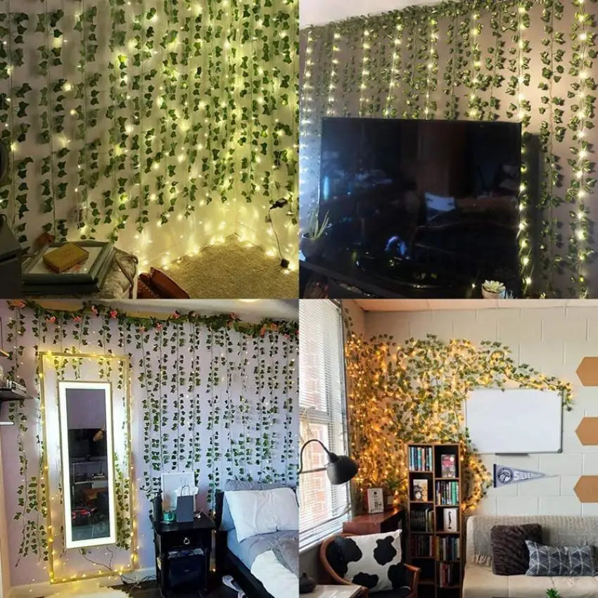 210cm Green Silk Artificial Hanging Garland – Leaf Vine for Home, Garden & Party Decoration
