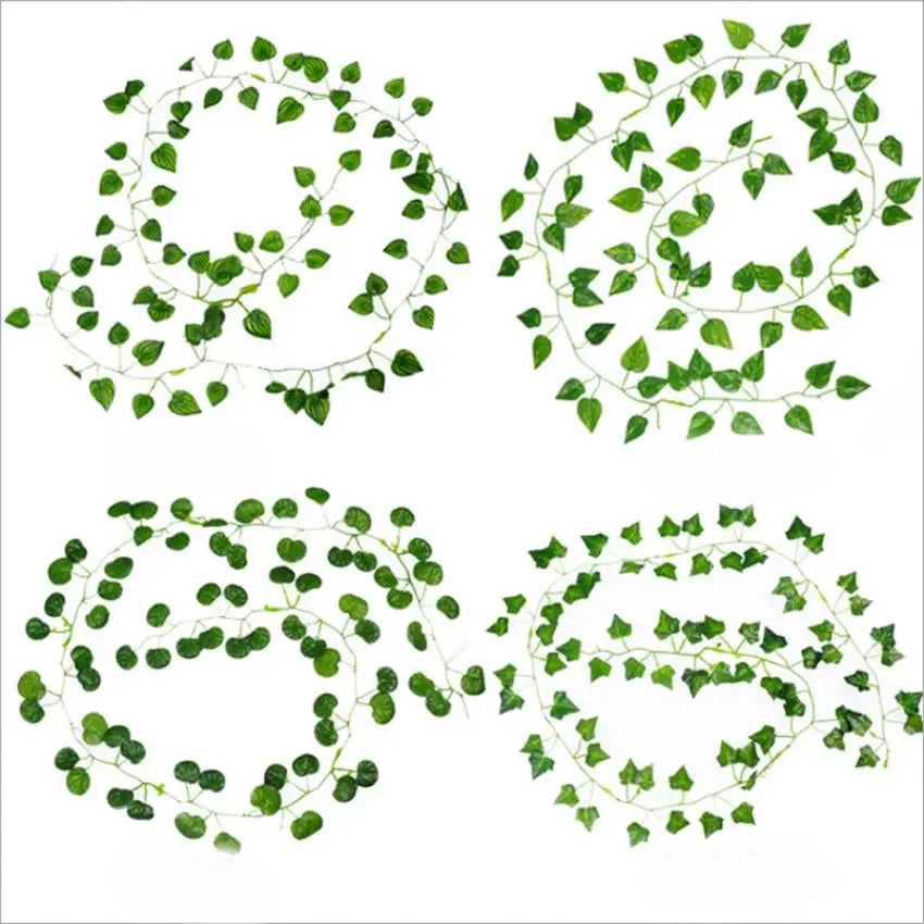 210cm Green Silk Artificial Hanging Garland – Leaf Vine for Home, Garden & Party Decoration