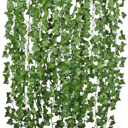 210cm Green Silk Artificial Hanging Garland – Leaf Vine for Home, Garden & Party Decoration