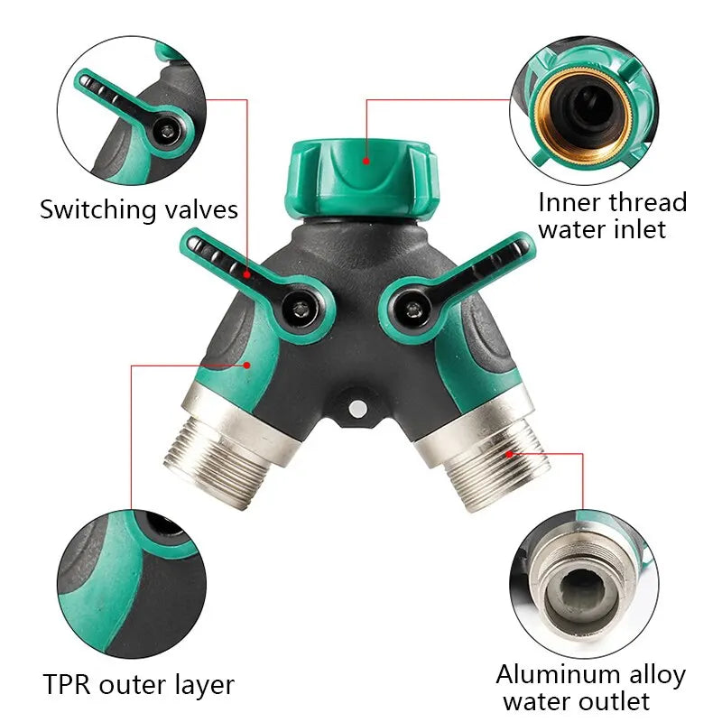 Y-Type Zinc Alloy Hose Splitter – 2-Way Faucet Diverter Connector
