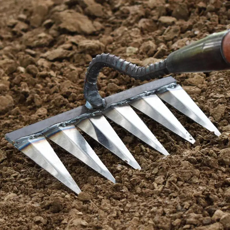 Heavy Duty Metal Weeding Hoe Rake – Carbon Steel Garden Tool