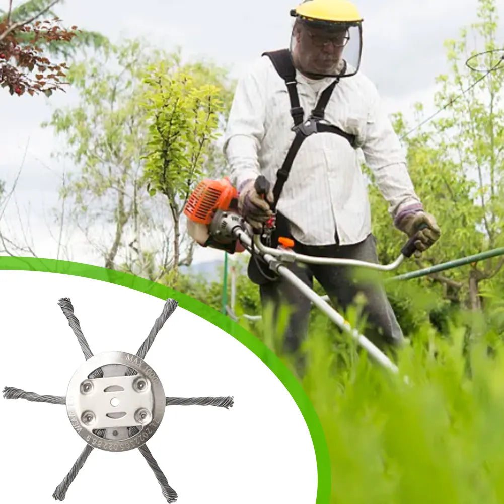 Universal Steel Wire Weed Brush Cutter Head — 15cm Trimmer Wheel for Grass, Rust, & Moss Removal (Fits Cordless Trimmers)