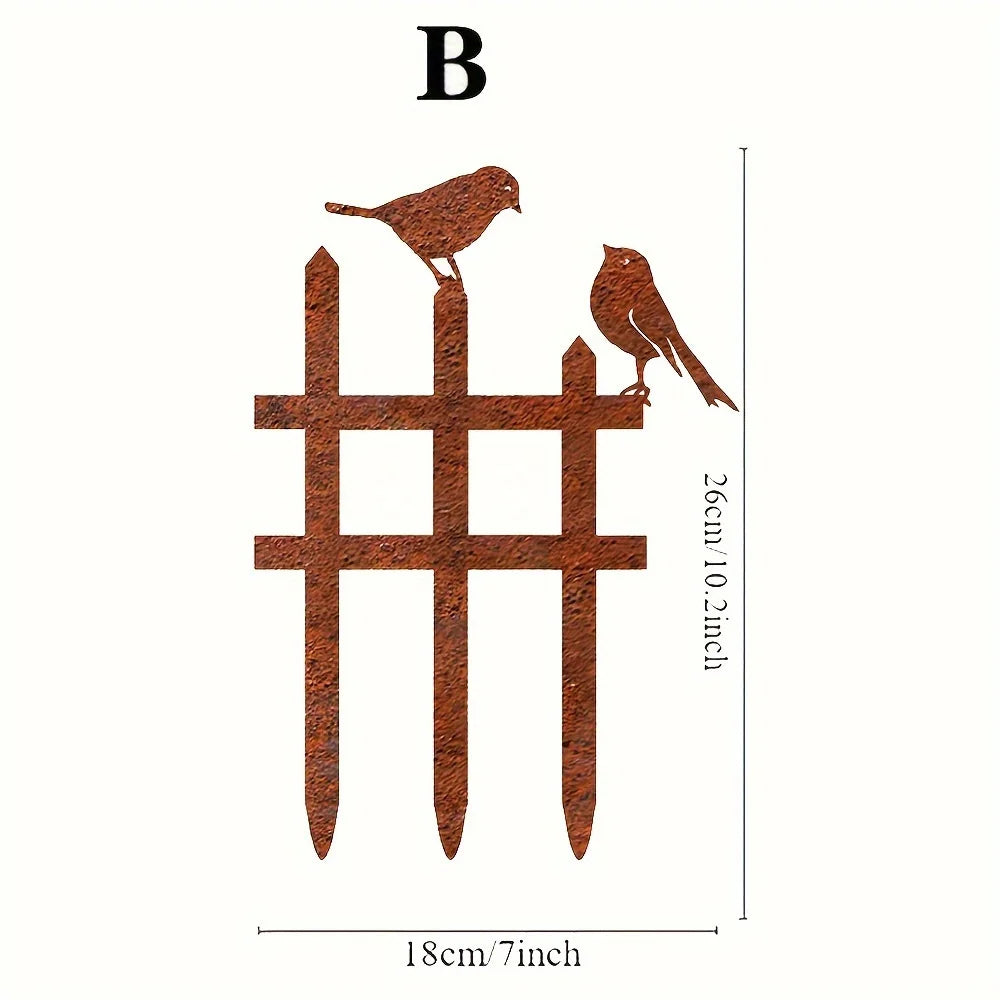 Rustic Metal Bird Garden Stake – Outdoor Fence & Garden Decoration