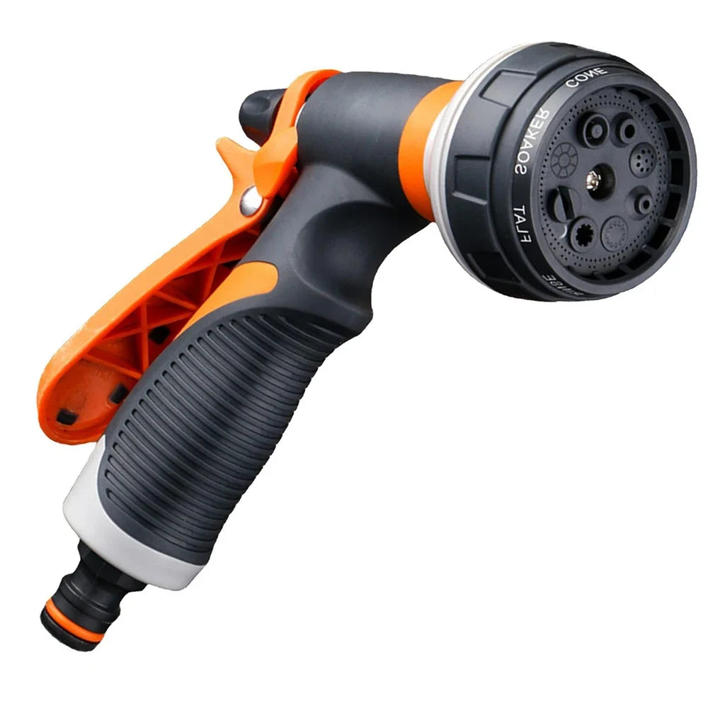 8-Pattern Garden Hose Nozzle – High-Pressure Water Gun for Car Washing & Yard Spraying