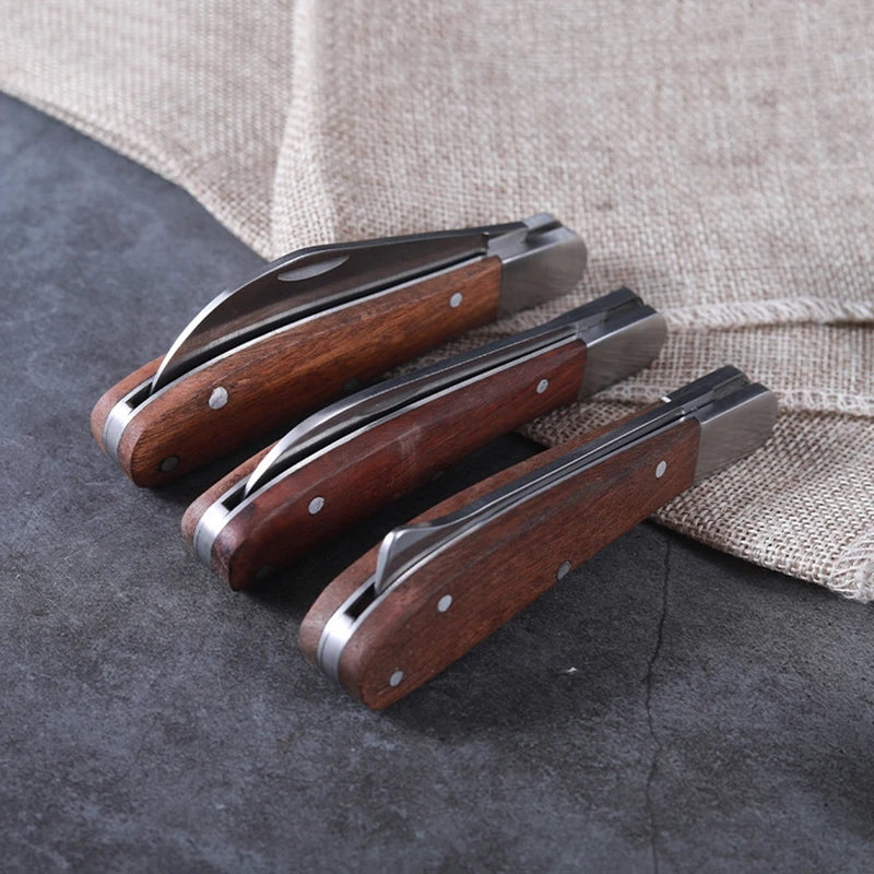 Folding Grafting Knife – Wood Handle Bonsai & Pruning Garden Tool