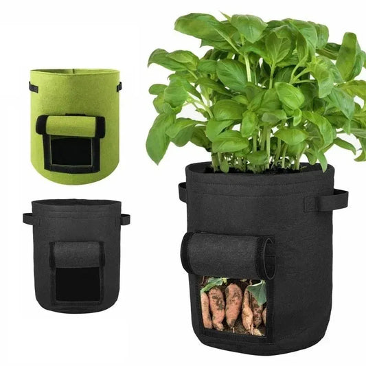 Vegetable Grow Bags – Nonwoven Fabric Pot with Harvest Window & Handles