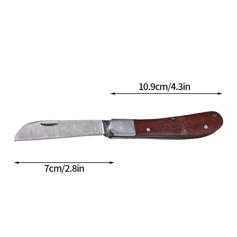 Folding Grafting Knife – Wood Handle Bonsai & Pruning Garden Tool