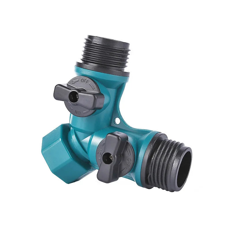 2-Way Garden Hose Splitter with Shut-Off Valves – 3/4" Connector