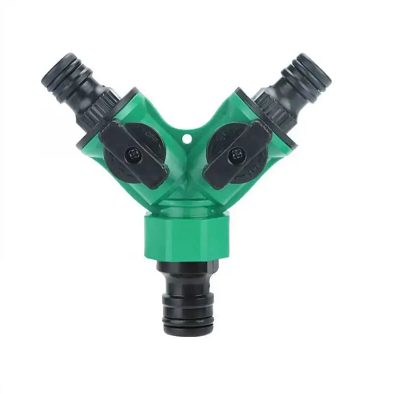 2-Way Garden Hose Splitter with Shut-Off Valves – 3/4" Connector