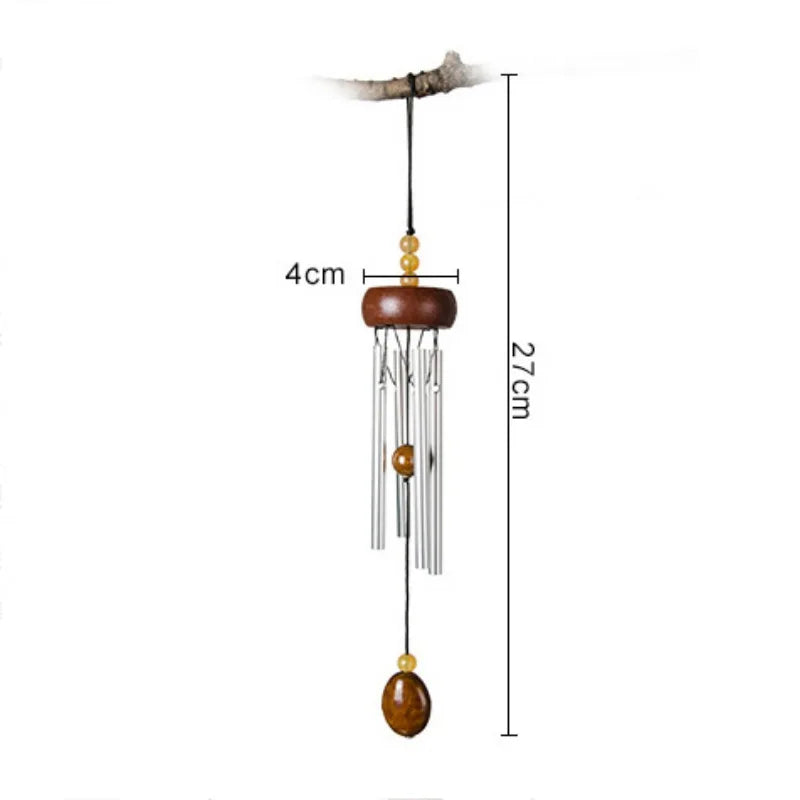 Solid Wood & Aluminum Wind Chime — 4-Tube Hanging Bell for Door, Car, or Home Décor (27cm Pastoral Style)