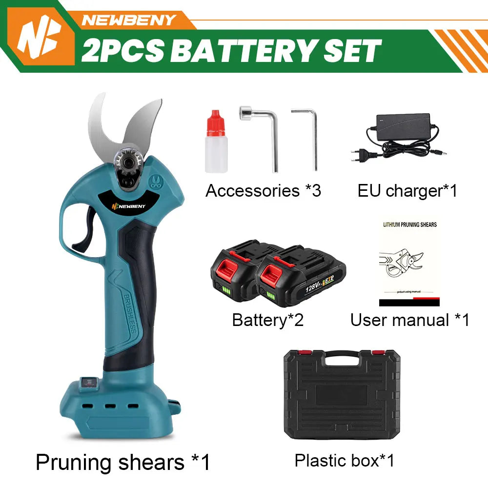 NEWBENY 30MM Cordless Brushless Electric Pruning Shears Efficient  4 Gears Fruit Tree Bonsai Garden Tools For Makita 18V Battery