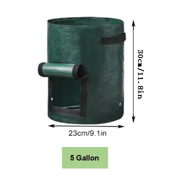 5-Pack Heavy-Duty Vegetable Grow Bags – Breathable PE Planters