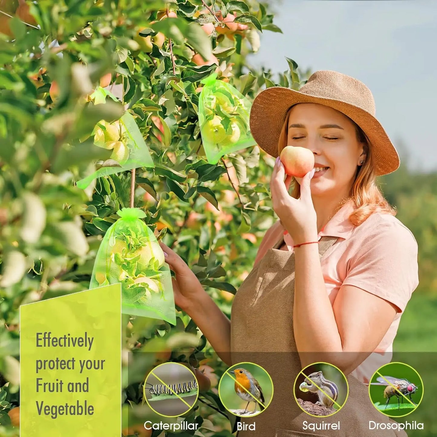 100pcs Plant Protection Mesh Bags — Organza Netting for Fruit, Vegetables & Flowers (Anti-Bird)