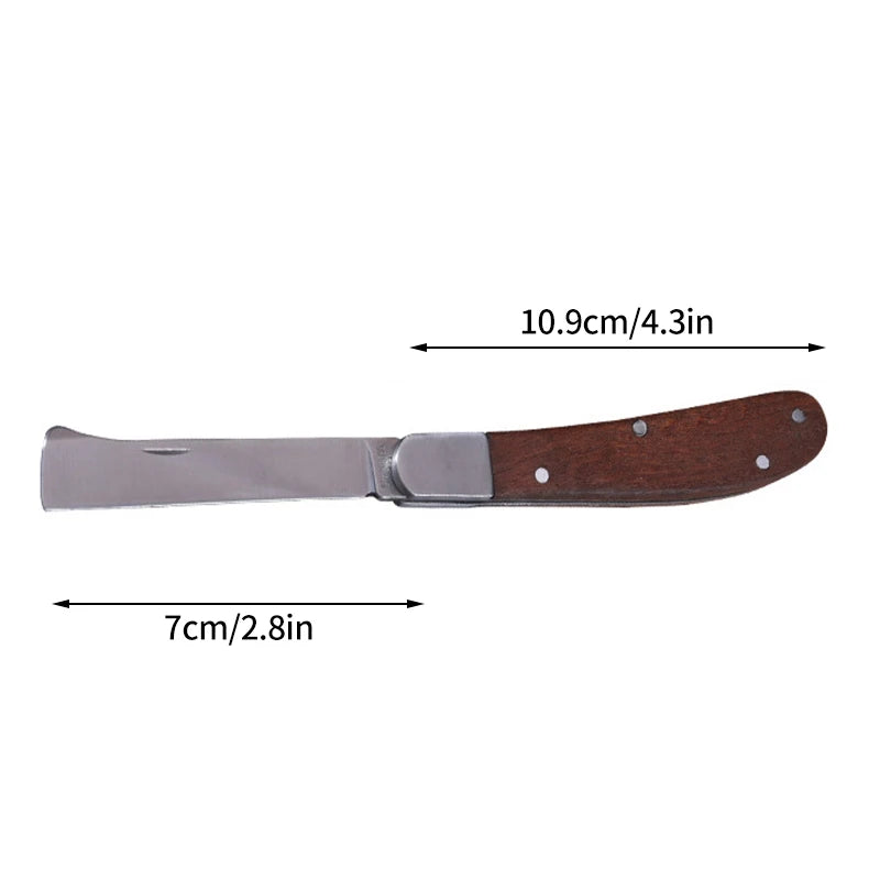 Folding Grafting Knife – Wood Handle Bonsai & Pruning Garden Tool