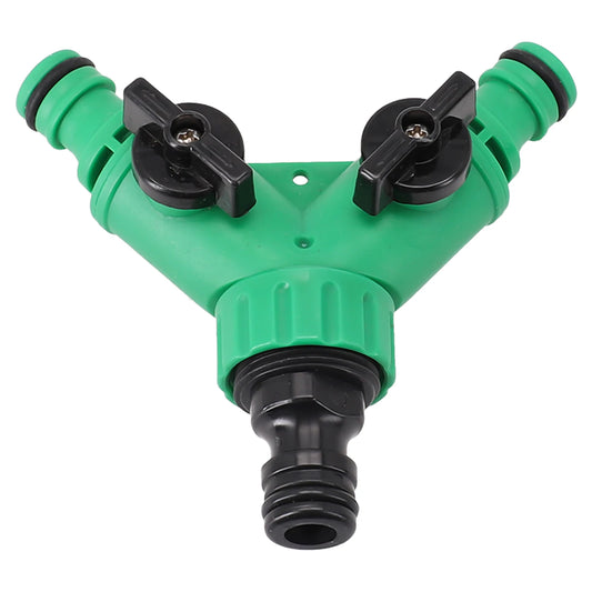 2-Way Y Garden Hose Splitter with Valves – 3/4" Plastic Connector